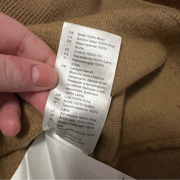 COS 100% Wool Knit Longline Button Front Cardigan Tan Brown Camel S - Picture 8 of 14